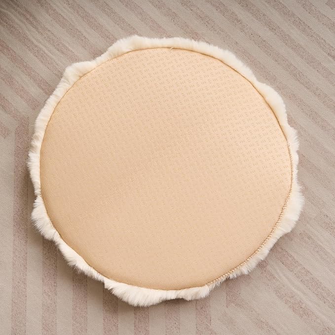 SHENGOCASE 2-Pack Round Faux Rabbit Fur Pet Bed Cushion Pad, 23.6 Inch, Cat Tree Tower Replacement Mat for Cat Dog House Cage Crate Kennel (Beige) - Image 5