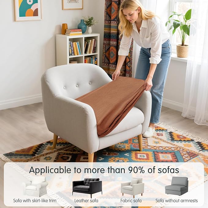 Hokway Couch Cushion Covers Stretch Cushion Covers Sofa Seat Cushion Slipcover Cushion Protector(Brick, Small) - Image 5