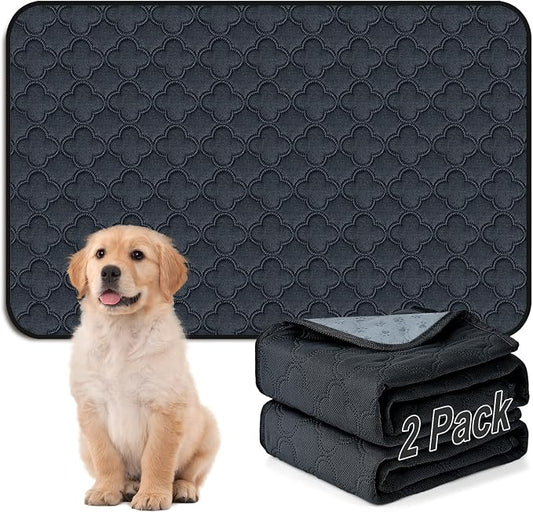 FunFurry Washable Pee Pads for Dogs - 2 Pack Reusable Pee Pads，Waterproof Puppy Pads，Pet Training Pads，Super Absorbent with Dog Paw Shape Non-Slip Backing (Dark Grey, 36" X 48" - 2 Pack) by FUNUPFURRYLIFE