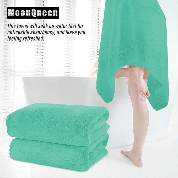 MOONQUEEN 6 Pack Premium Bath Towel Set - Quick Drying - Microfiber Coral Velvet Highly Absorbent Towels - Multipurpose Use as Bath Fitness, Bathroom, Shower, Sports, Yoga Towel (Aqua Green) - Image 7