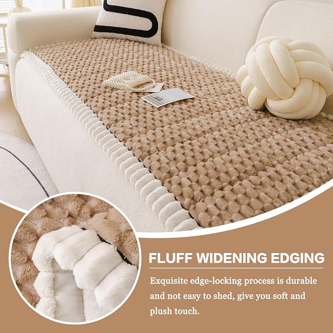 DREAMINGO Pet Couch Covers for Sofa Non Slip Fuzzy Dog Sofa Covers Washable Geometric Jacquard Couch Cushion Protector Coffee Pet Bed Mat 27.6x70.9 Inch - Image 3