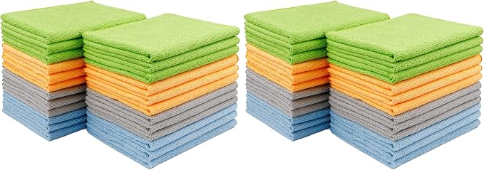 AIDEA Microfiber Cleaning Cloth 48 Pack, Microfiber Towels for Cars, Soft & Absorbent Cleaning Rags, Premium Lint Free Shop Towels for House, Kitchen, Car, 12inx16in by AIDEAHOME