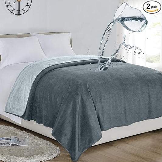 Softan Waterproof 100% Leak Proof Blanket for Baby Adults Pets Dogs Cats, Pee Proof, 3 Layer Protector for Bed, Sofa Couch and Other Furniture, 70"x90", Charcoal | Light Grey, Reversible Lightweight by softan