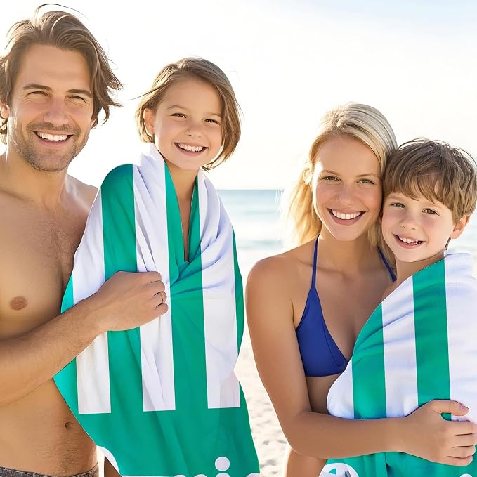 JML Personalized Beach Towel with Name, Custom Cabana Stripe Beach Towel, Customized Microfiber Pool Towel, Quick Dry & Absorbent Swim Towel for Adult,Mother's Day, Birthday, Summer Holiday,Vacation - Image 4