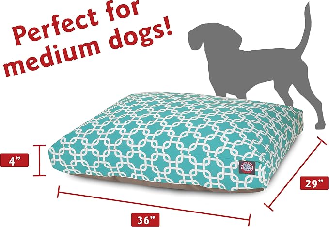 Teal Links Medium Rectangle Indoor Outdoor Pet Dog Bed With Removable Washable Cover By Majestic Pet Products - Image 3
