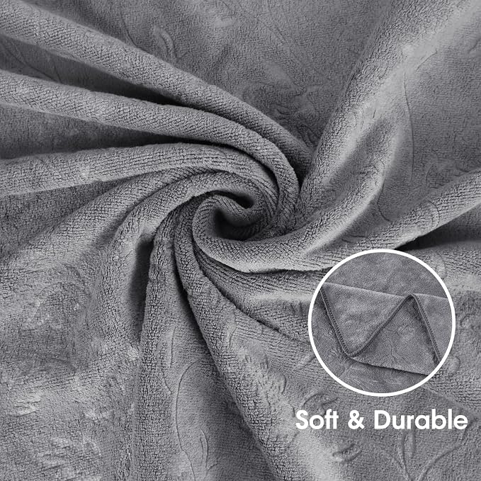 JML Large Microfiber Bath Towels Set of 2, 30" x 60", Grey Floral, | Hanging Loop, Soft, Absorbent, Quick Dry for Hair Wrap, Sauna, Swimming Pool, Shower, Spa - Image 3