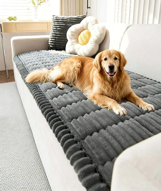 OTOB Couch Covers for Dogs Washable, Non Slip Loveseat Pet Sofa Protector | Dark Gray, 23.6" x 47.2", Soft Fuzzy Plush, All Seasons, Pet Friendly Furniture Protector, Breathable, Thick Wear-Resistant by OTOB
