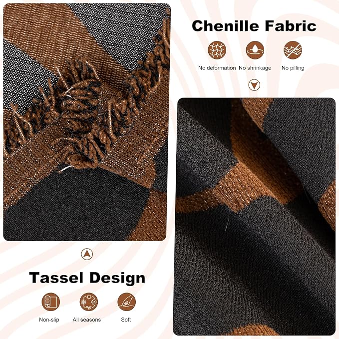 ROOMLIFE Leopard Couch Cover Boho Sofa Covers for 3 Cushion Couch Washable | Furniture Protector Sofa Couch Cover for Dogs, Soft Breathable Sofa Slipcover, Couch Throw Blankets with Tassels 71''X150'' - Image 3