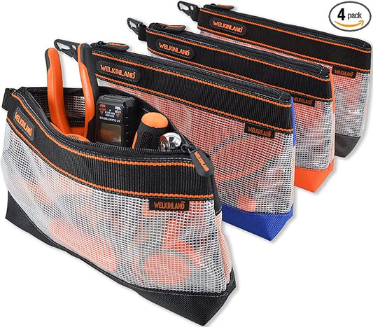 WELKINLAND Clear Tool Pouch, 4PCS Tool pouches, 13" Tools pouch, Zipper tool pouch, Tool pouch bag, Tool bag organizer, Small tool bag, Small tool pouch, Small tool bags, Tool pouches with zipper by WELKINLAND