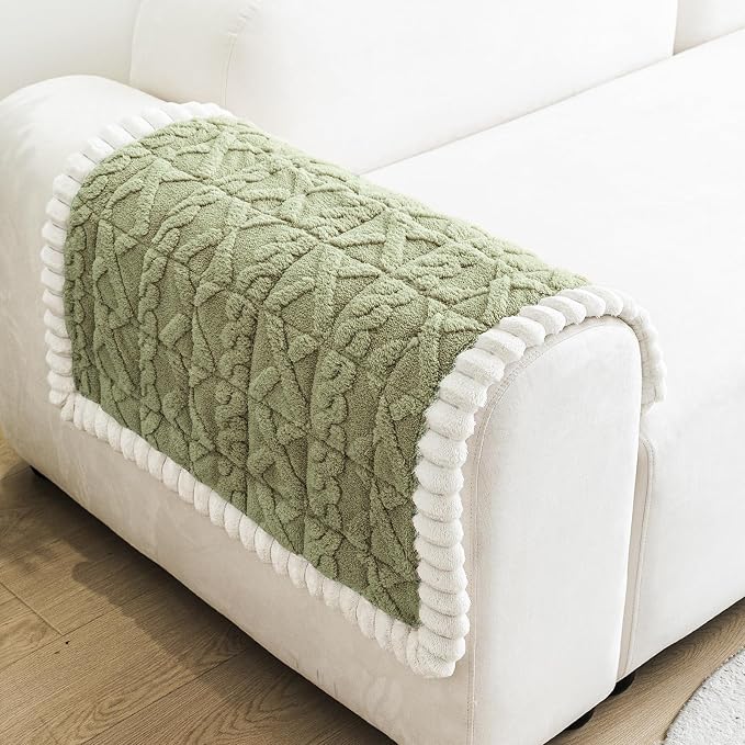 Fuzzy Couch Covers for Dogs, Non Slip Thick Dog Couch Cover Protector, Plush Pet Couch Covers for Sofa Washable, Soft Sofa Cushion Slipcovers Pet Friendly(1PC, Green, 27.6”x27.6”) - Image 2
