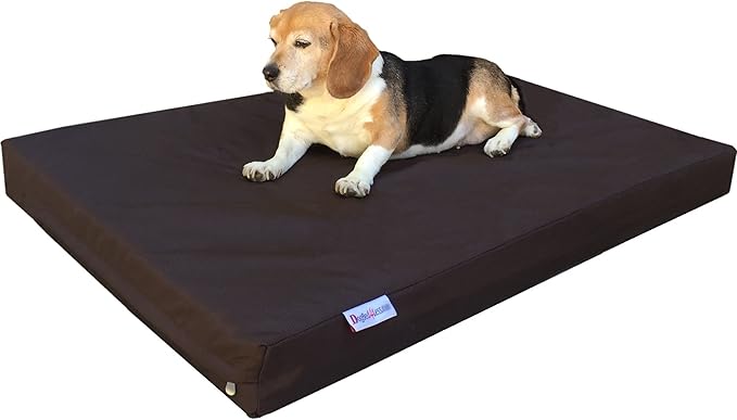 Dogbed4less Orthopedic Dog Bed with Memory Foam for Medium Large Pet, Waterproof Liner with Strong Ballistic Nylon Brown External Cover, 41X27X4 Inch Fit 42X28 Crate by Dogbed4less