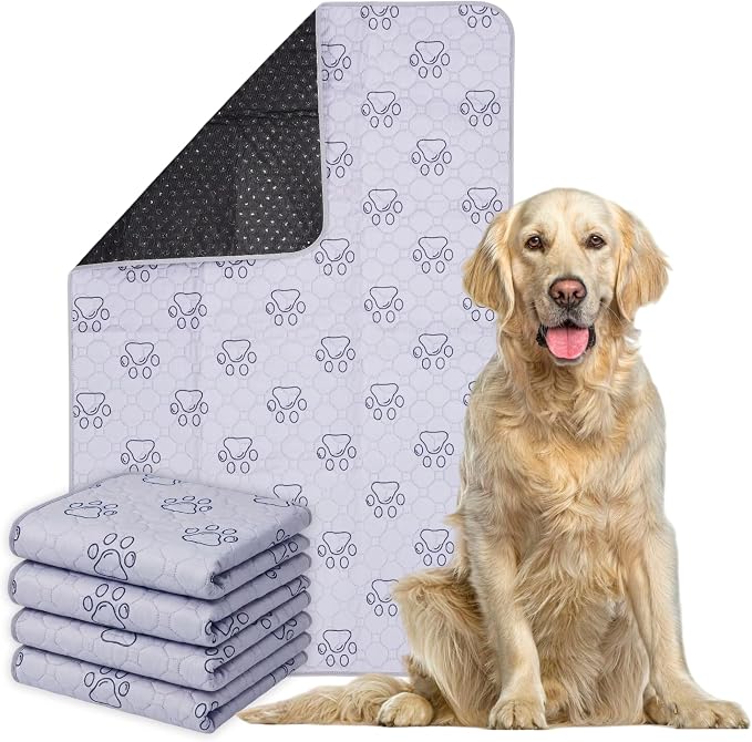 PETSWORLD Washable Reusable Dog Pee Pads (Pack of 16) – 34” x 52” Extra Large Training Pads with Non- Slip Backing – Waterproof, Leakproof, Absorbent Pet Pads for Puppies & Dogs by PETSWORLDsupplyforpets