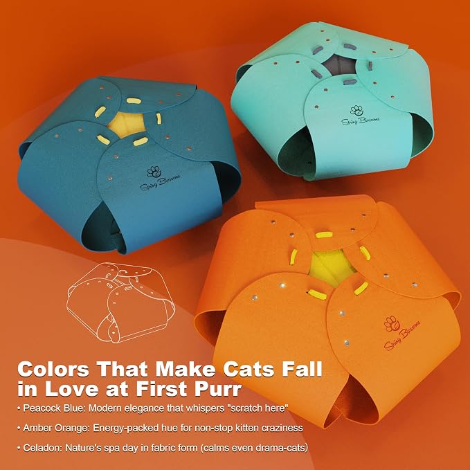 Cat Tunnel, Cat Cave for Indoor Cats Bed,Scratch Resistant Cat Toys for Medium Large Cats Hide and Seek Toy (Amber Orange) - Image 4