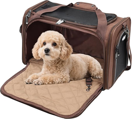 EliteField Deluxe Soft-Sided Pet Carrier (3 Year Warranty, Airline Approved), Travel Bag for Dogs, Cats & Small Pets, with Expandable Mat