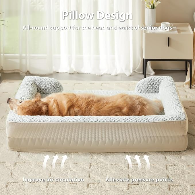 LEXTRO Orthopedic Dog Bed for Medium Dogs, Comfy Sleeping Dog Sofa Bed | 28x23 Inch Medium Dog Bed with Sides, Non-Slip Bottom and Egg-Crate Foam Dog Couch Bed with Washable Removable Cover - Image 3