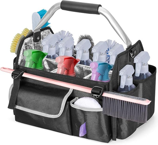 HODRANT Wearable Cleaning Caddy Organizer with Divider & Support Pad | Cleaning Supplies Bag with Handle & Detachable Shoulder Strap, Housekeeping Storage Box with Multi Pockets, Bag Only by HODRANT