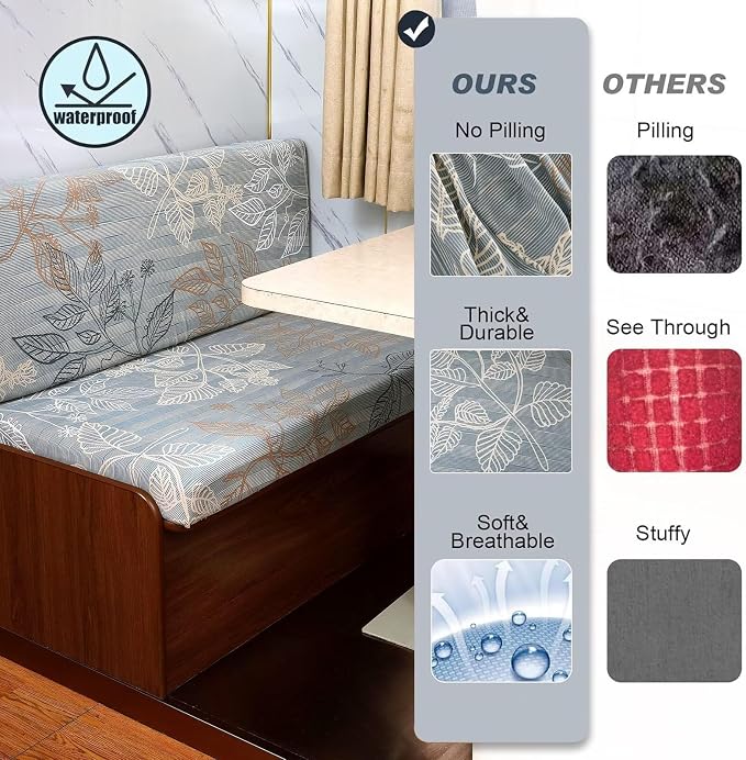 NILUOH RV Dinette Cushion Covers Waterproof Couch Cushion Slipcovers Stretch Camper Cushions Cover Replacement Sofa Slipover for Travel Trailer Couch Includes 2 Backrest Cover & 2 Bench Cover,04 - Image 5