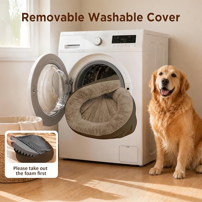 Waterproof Orthopedic Dog Bed for Extra Large Dogs, Coffee | Supportive Crate Foam Relieves Joint Pressure, 360°Bolsters, Waterproof Inner,Washable Cover, Non-slip Bottom - Image 5