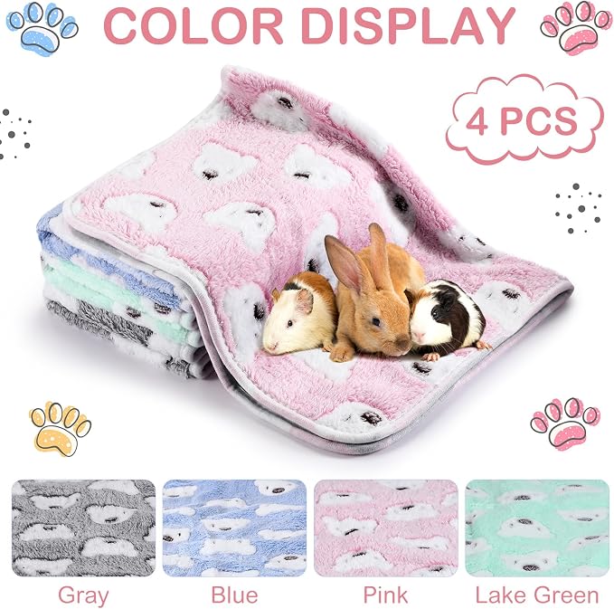 Reginary 4 Pcs Waterproof Guinea Pig Blankets Washable Small Animal Fleece Bedding Absorbent Guinea Pig Cage Liners Reusable Training Pee Pad Pet Sleep Mat for Hamster(Bear Pattern,24 x 16 Inch) - Image 7