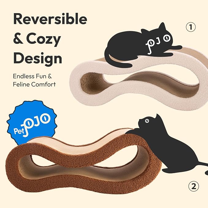 Cloud Lounge Cat Scratching Pad, Reversible Scratch Board with Natural Curves for Freestyle Scratching & Ergonomic Support, Extra Wide Cat Bed for Large Cats, Premium Cardboard & Cozy Fabric - Image 7