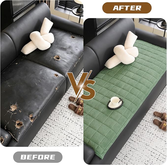 HAOYONG Couch Covers for Dogs Washable, Non Slip Fuzzy Durable Couch Covers for Loveseat Sofa Pet Friendly Furniture Protector Covers Dog Mat for Couches (Dark Green, 27.6"×59.1") - Image 3