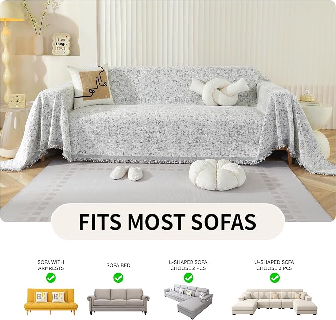 Deep Dream Couch Cover for Dogs, Soft Chenille Couch Covers for 2-3 Cushion Couch, Thick Sofa Slipcover Sofa Cover Washable Living Room Couch Protectors for Pets (Grey, 71"x134") - Image 5