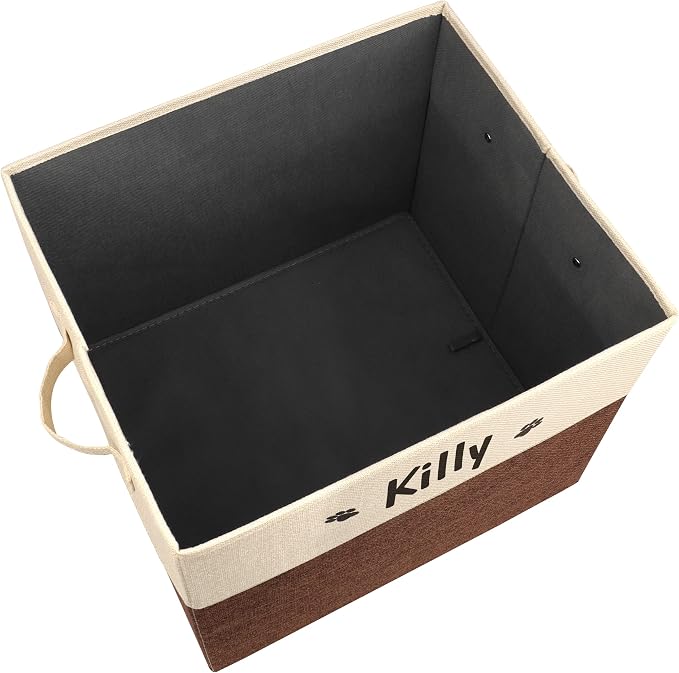 PET ARTIST Large Dog Toy Basket, Custom Toy Bin Box Personalized with Pet's Name, Collapsible Pet Storage Baksets With Handle for Toys,Blankets,Accessories- Brown - Image 6