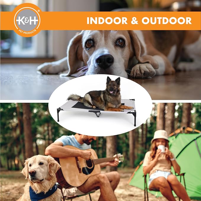 K&H Outdoor Elevated Dog Bed - Cooling Raised Dog Bed for Large & Extra-Large Pets, Breathable Mesh Center Hammock Design, Indoor/Outdoor Washable Cover, Portable Metal Frame, Taupe, XL 50x32in - Image 6