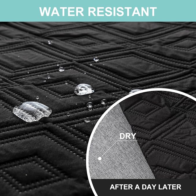 Genina Waterproof L Chaise Sectional Cover for Kids Pets (Black, Small) | Reversible Design,Anti-Slip Fit,Blocks Pet Hair and Scratches,Stain-Resistant & Easy Install,Machine Washable - Image 2