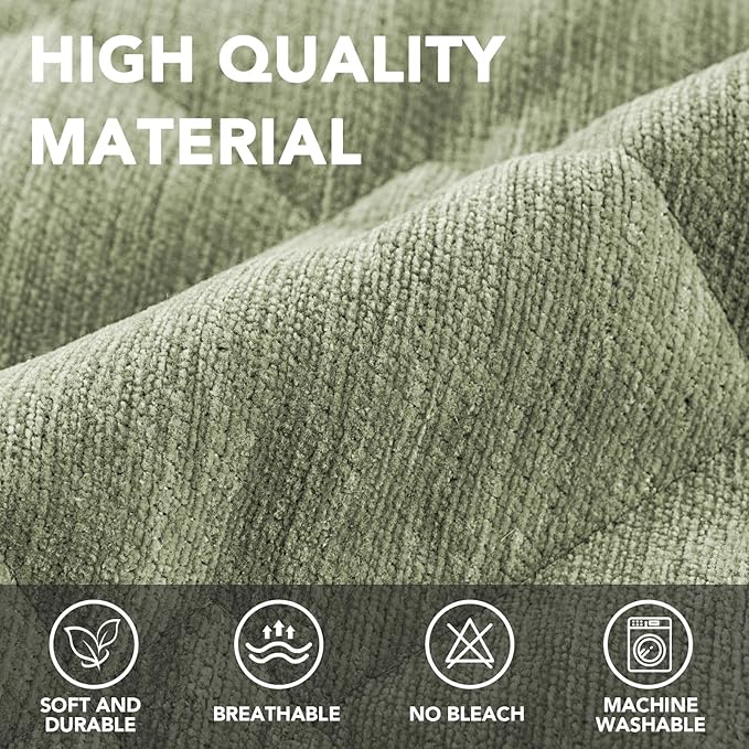 H.VERSAILTEX Couch Cover Chenille Pet Fuzzy Sofa Covers for 2 Cushion Couch Anti Slip Washable Sofa Slipcovers with Strap Soft Couch Protector Cover for Dogs Cats Kids(27.6" x 59", Tender Green) - Image 3