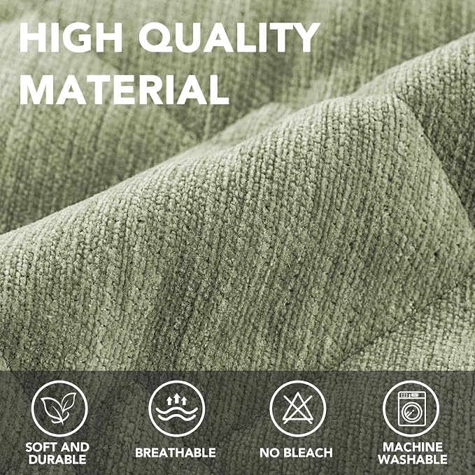 H.VERSAILTEX Couch Cover Chenille Pet Fuzzy Sofa Covers for 2 Cushion Couch Anti Slip Washable Sofa Slipcovers with Strap Soft Couch Protector Cover for Dogs Cats Kids(27.6" x 71", Tender Green) - Image 3
