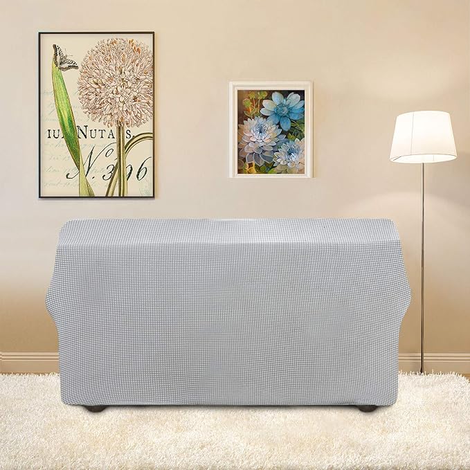 Easy-Going Stretch Loveseat Couch Covers Washable Silver Gray | 1-Piece Loveseat Covers for 2 Cushion Couch Furniture Protector RV Sofa Slipcover Soft with Bottom for Kids Pets - Image 4