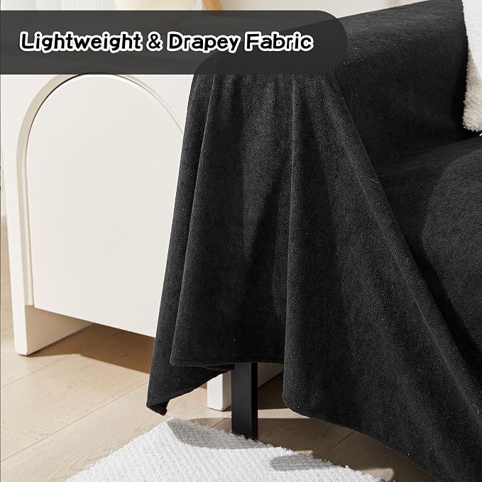 MEETSKY Couch Cover for 2 Cushion Sofa Washable, Cat Scratch Proof Sofa Covers, Furniture Protector Love Seat L Shape Soft Sectional Couch Covers for Dogs Pets, 71" x 102", Black - Image 5