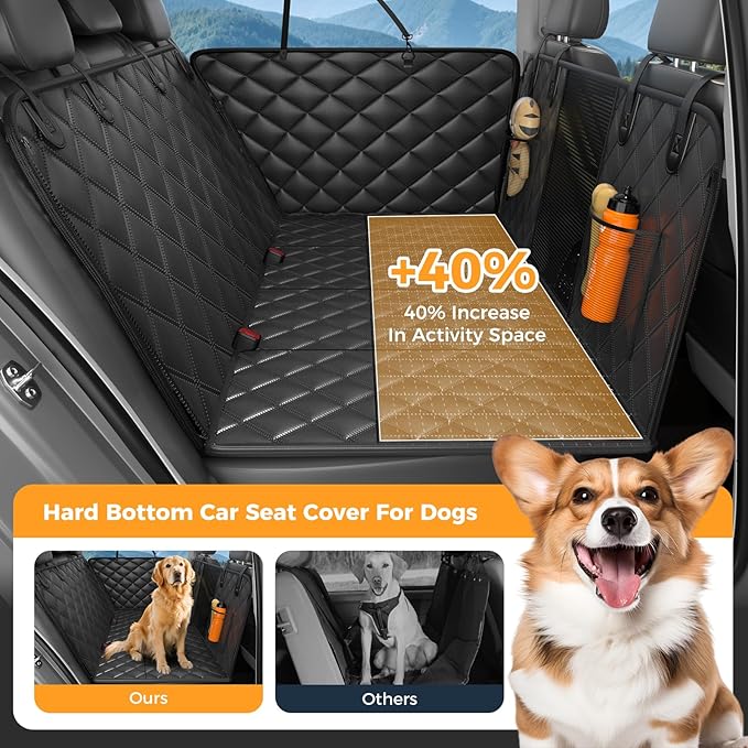 Dog Car Seat Cover for Back Seat, Hard Bottom Back Seat Extender for Dogs | Supports 400lbs, Scratch Resistant, Anti Slip Portable Dog Hammock, Suitable for F150, SUVs and Trucks - Image 2