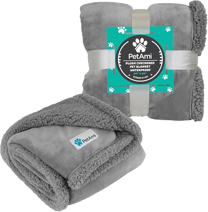 PetAmi Waterproof Dog Blanket for Couch, Pee Proof Fleece Reversible Pet Throw, Furniture Protector for Bed Sofa Kennel, Soft Washable Cover for Small Medium Dog Puppy Cat, 29x40 Light Grey - Image 8