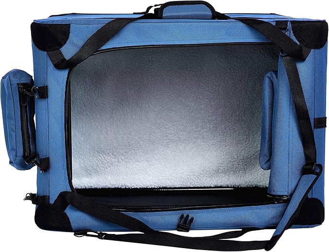 Amazon Basics Portable Soft Pet Dog Crate Carrier Kennel, Foldable, Washable, Up to 25 lbs, 26 x 18 x 18 inches, Blue