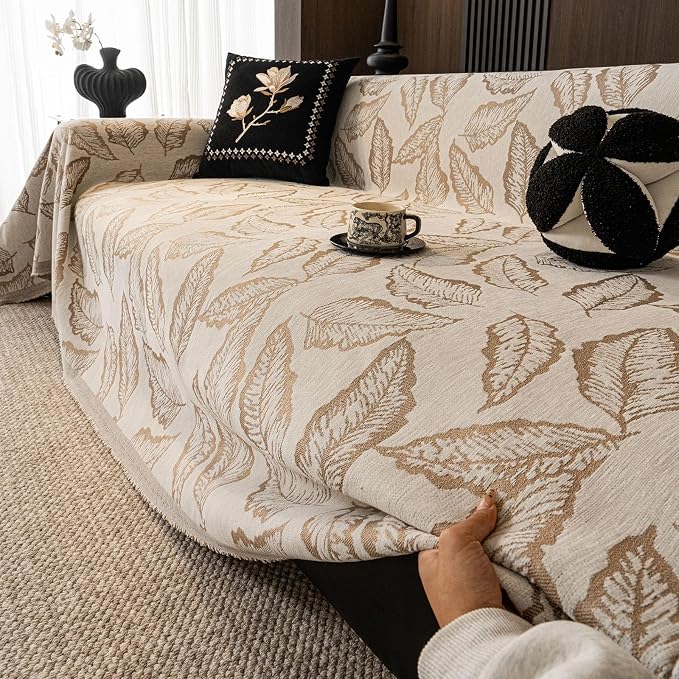 ROOMLIFE Couch Cover 3 Cushion Sofa, Washable Non Slip Furniture Sofa Protector Cover, Soft Chenille Sofa Slipcovers Sectional L Shape Dogs Couch Cover Throw Blanket with Tassels 71''X150'' - Image 7