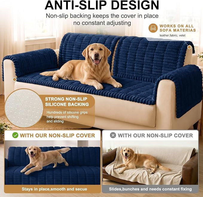 Smiry Couch Cover for Dogs, Non Slip Washable Sofa Protector for Pets | Soft Furniture Cover for Leather & Fabric Couches, Cozy Protect Against Fur, Dirt & Messes, Pet Friendly, 35.4"x70.9" - Image 10