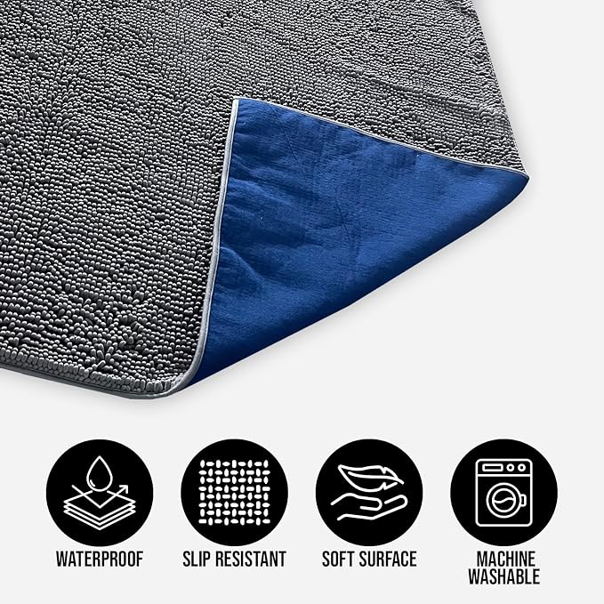 Muddy Mat® Dog Blanket - Chenille Water Absorption Blanket for Bed & Couch Cover for Dogs Washable, Anti-Slip Soft and Durable Furniture Protector for Dogs - Grey 52"x72" - Image 2