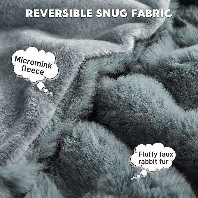 Waterproof Dog Blanket for Sofa Bed Couch, Couch Cover Blanket Fluffy Faux Rabbit Fur Reversible Furniture Protection, Pet Blanket for Medium Large Dogs Cats - Image 2