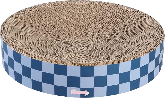 CSR1010B Nelson 20.13" Modern Cardboard Round Bowl Cat Scratcher with Catnip, Blueberry - Image 6