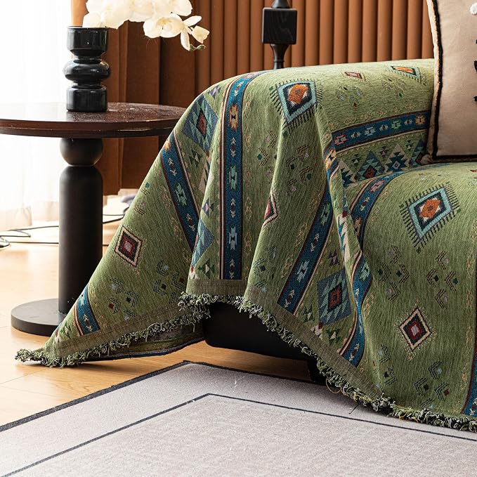 ROOMLIFE Couch Cover 3 Cushion Sofa, Washable Non Slip Furniture Sofa Protector Cover, Soft Chenille Sofa Slipcovers Sectional L Shape Dogs Couch Cover Throw Blanket with Tassels 71''X134'' - Image 2