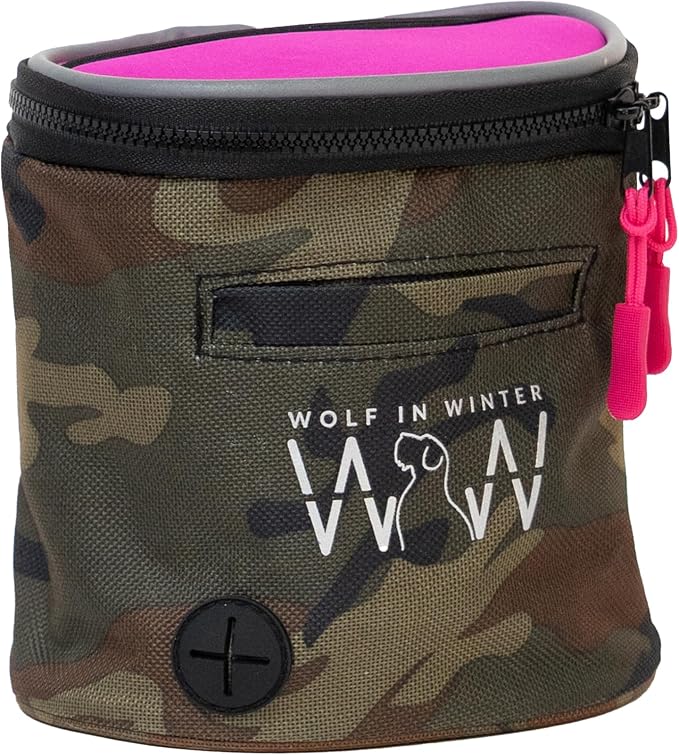Quickdraw Dog Treat Pouch – Training Bag with Poop Bag Dispenser, Clicker Holder and Waist Belt – Hands-Free, Reflective and Durable for Puppy Training, Walks and Hikes (Raspberry/Camo) - Image 4