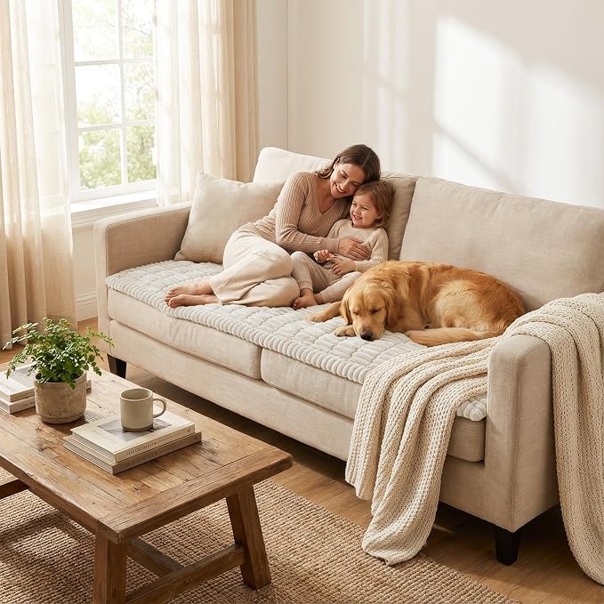 Smiry Couch Cover for Dogs, Non Slip Washable Sofa Protector for Pets | Soft Furniture Cover for Leather & Fabric Couches, Cozy Protect Against Fur, Dirt & Messes, Pet Friendly, 27.6"x47" - Image 6