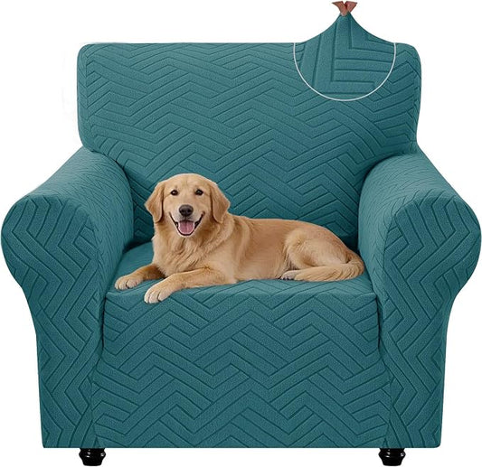 Stretch Sofa Cover Non-Slip Washable Furniture Protector | Stretch, 31"-46".Soft, Non Skid Foam, Elastic Bottom, Machine Washable, for Kids & Pets, Couch & Sofa, Dark Green by YSTELLAA