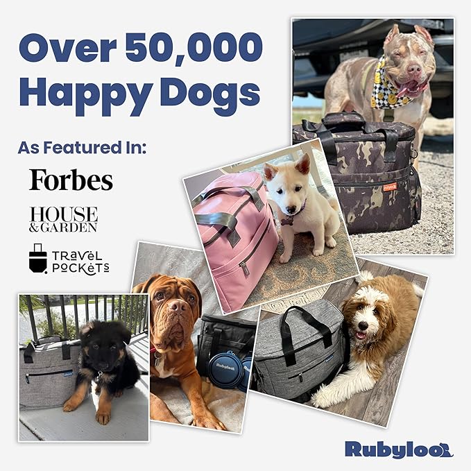 Rubyloo Original Doggy Bag™ Dog Travel Bag for Supplies with Travel Bowls | 2 BPA-Free Collapsible Bowls, 2 Pet Food Containers, TSA-Ready, Road Trips, Camping, Weekend Getaways, Doggy Gift, Beige - Image 6