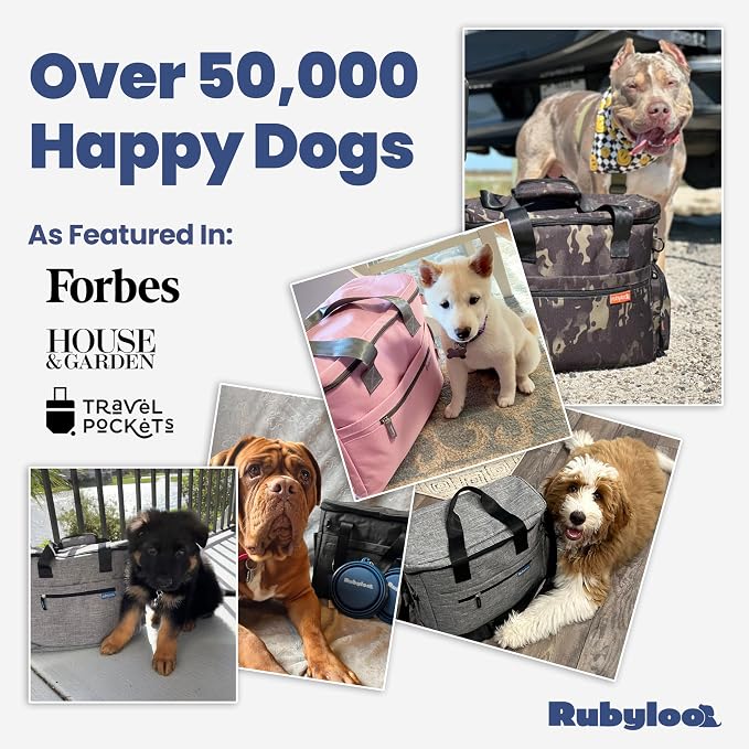 Rubyloo Original Doggy Bag™ Dog Travel Bag for Supplies with Travel Bowls | 2 BPA-Free Collapsible Bowls, 2 Pet Food Containers, TSA-Ready, Road Trips, Camping, Weekend Getaways, Doggy Gift, Charcoal - Image 6