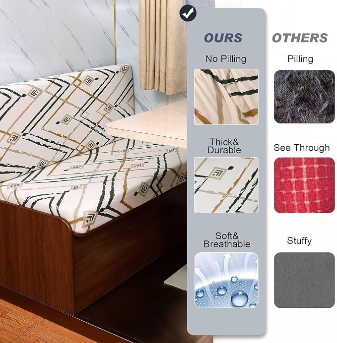 NILUOH RV Dinette Cushion Covers,Jacquard Camper Cushion Slipcovers Replacement Sofa Cushions Washable Slipcovers for Travel Trailer Couch (31, 2 Bench Cover & 2 Backrest Cover) - Image 4