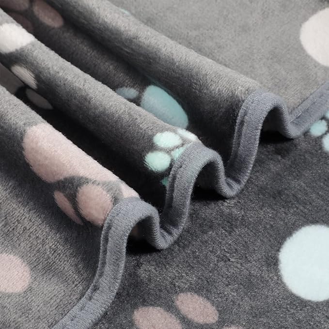 Tegeme 12 Pcs Pet Blankets 23 x 16 Inch Soft Fluffy Fleece Dog Cat Warm Paw Print Pattern Blankets Flannel Throw for Pets Dog Puppy Cat(Dark Gray) - Image 4