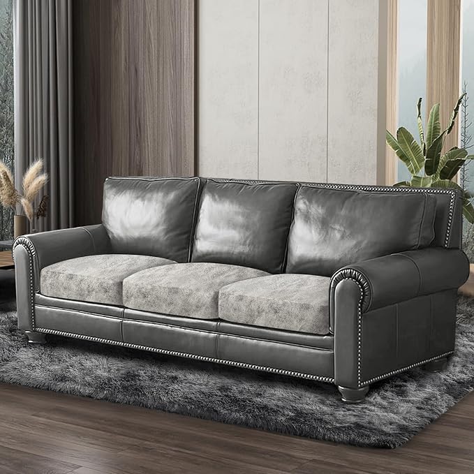 ANARACHON Leather Look Couch Cushion Covers Sofa Seat Slipcovers Sets Couches Furniture Protector for Sectional Armchair Loveseat Pets Kids Stretch Spandex Fabric (3 Cushion Sofa, Griege) - Image 8